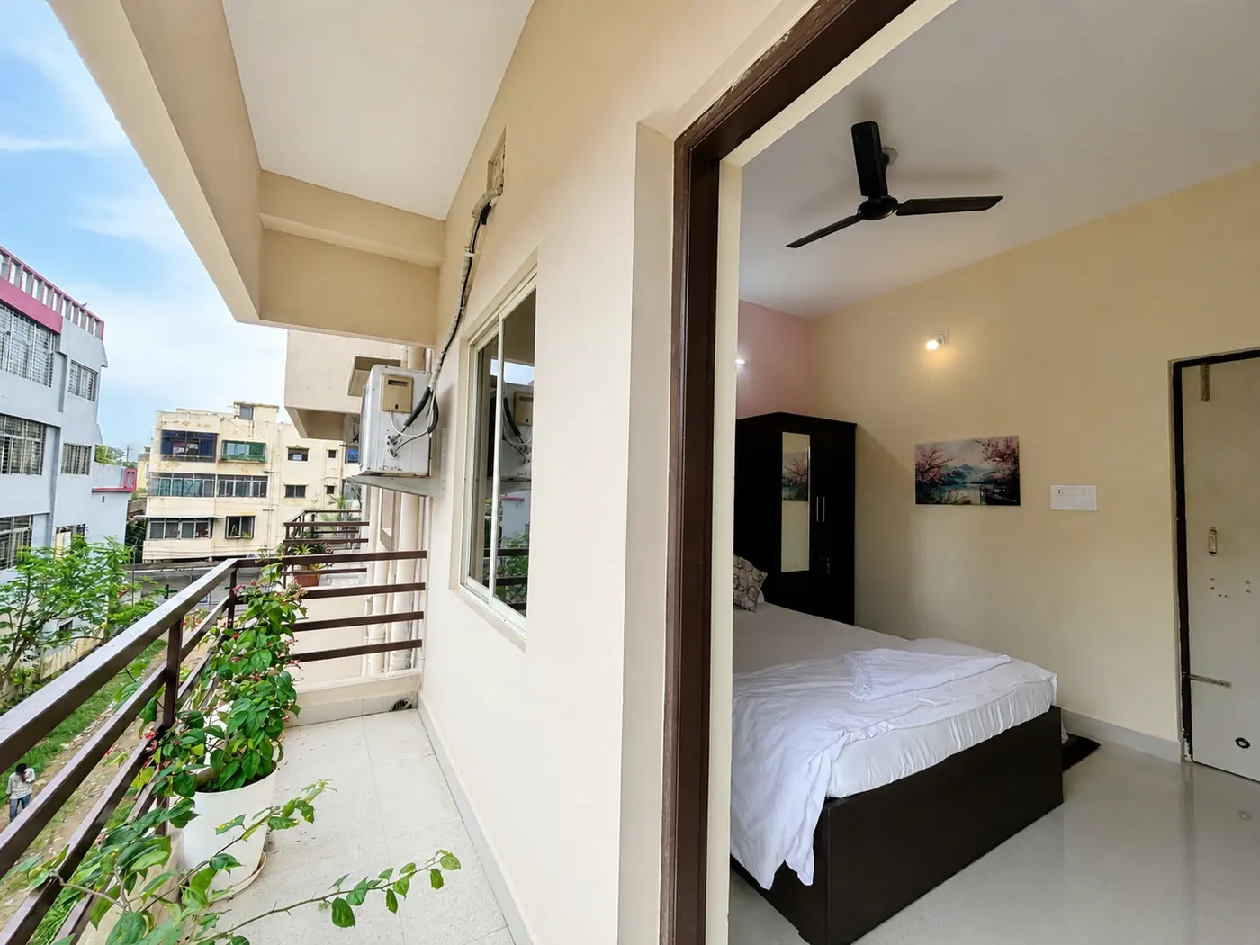 Balcony outside the bedroom at Yostel Earth