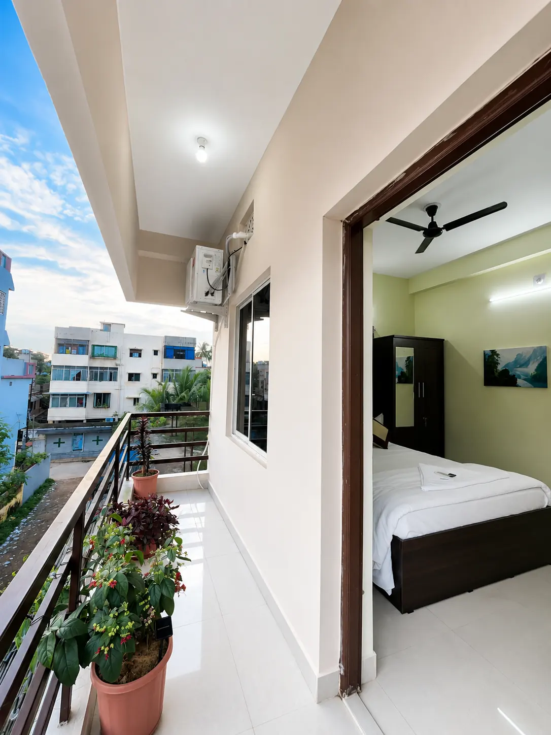 Balcony outside the bedroom at Yostel Mars